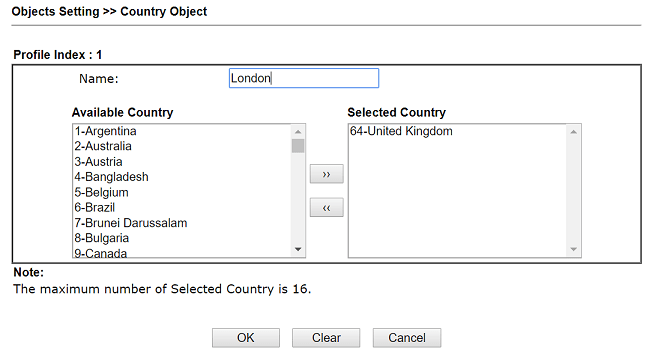 a screenshot of DrayOS Country Object settings